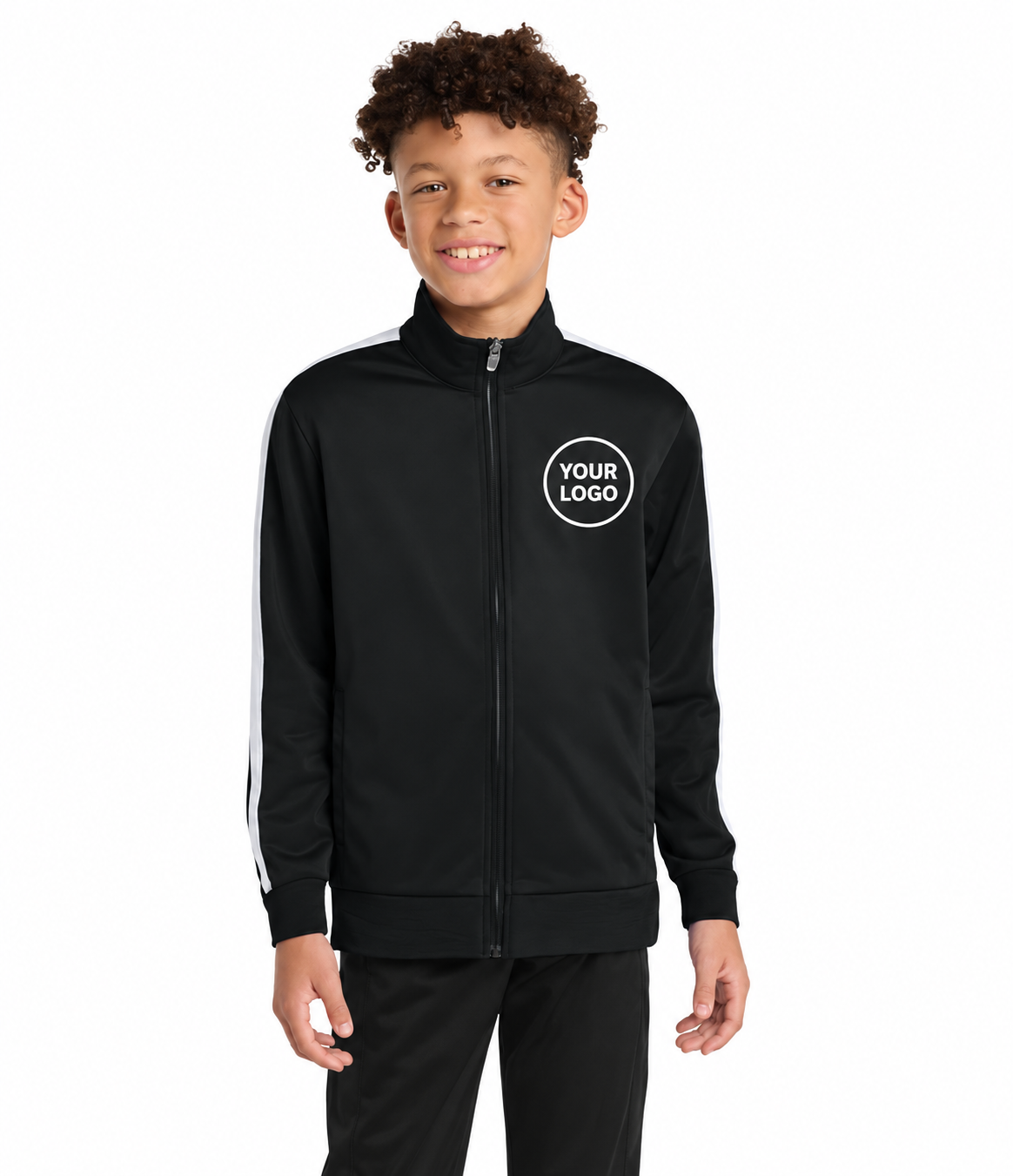 Custom Print Youth Tricot Sleeve Stripe Track Jacket