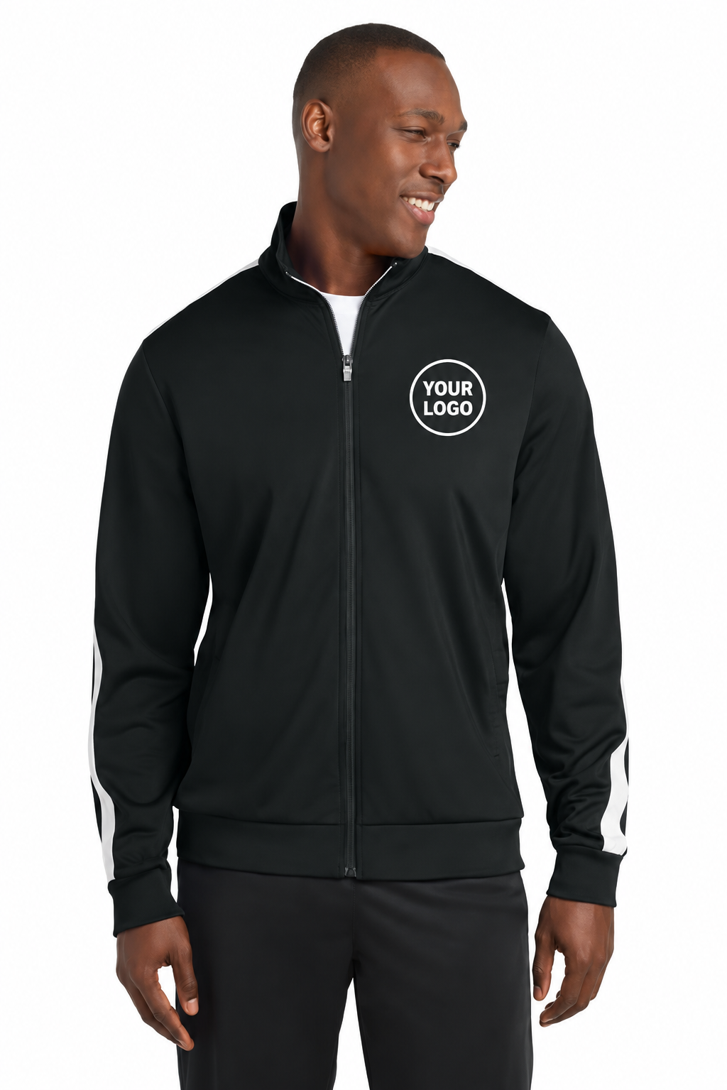 Custom Print Tricot Sleeve Stripe Track Jacket